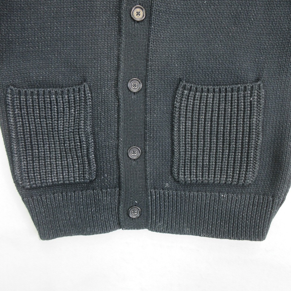 Banana Republic Men Sweater L Cardigan Black Button Front Ribbed Knit Collar - Picture 3 of 10